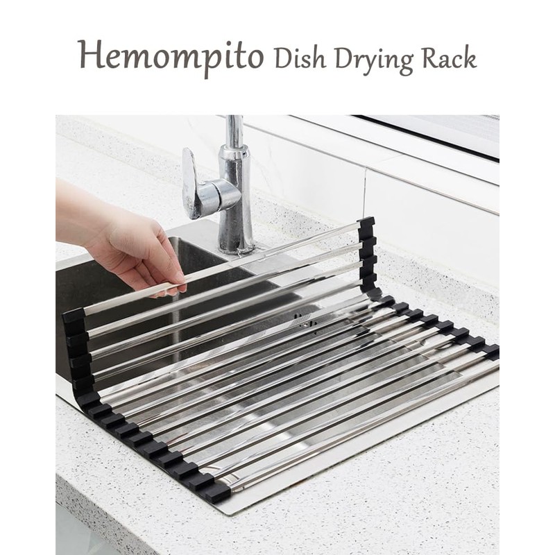Hemompito 17.72" Dish Drying Rack Over The Sink, 304 Stainless