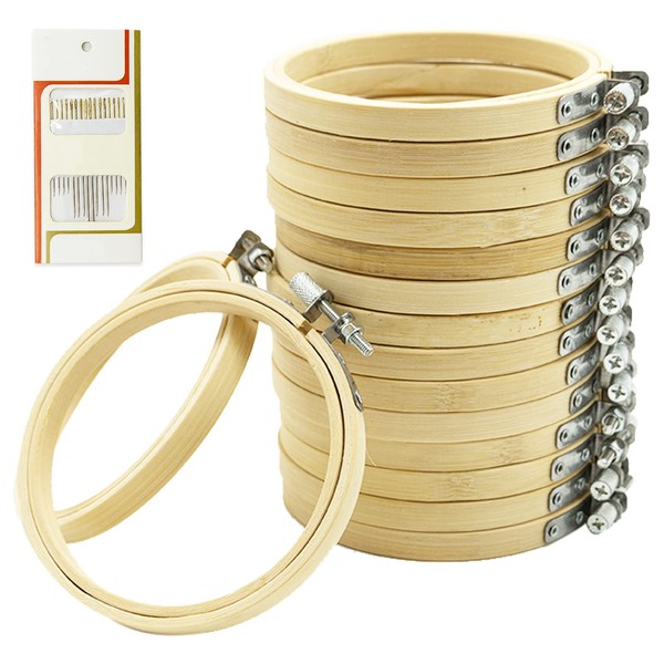 16 Pcs Round Bamboo Embroidery Hoop Circle Cross Stitch Hoop