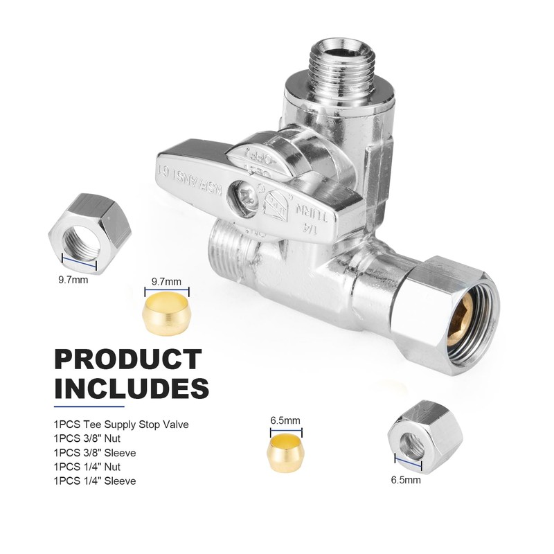 WMAXPFIT ADD-A-Tee Stop Valve(1 PACK), 3/8" OD x 3/8" F