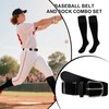 Oblihumoy Black Baseball Socks and Belt Combo Set Softball Football