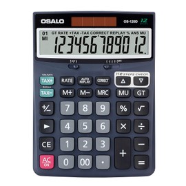 OSALO Desktop Calculator Extra Large Display Big Number with Check and Correct Function Accounting Calculators 12-Digit VAT Tax for Office Business (OS-120D)