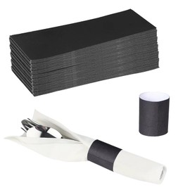 Germiwipe Napkin Band Pack of 2,500 (Black),Paper Napkin Ring Self Adhesive,Silverware Wraps Bands, NB-005