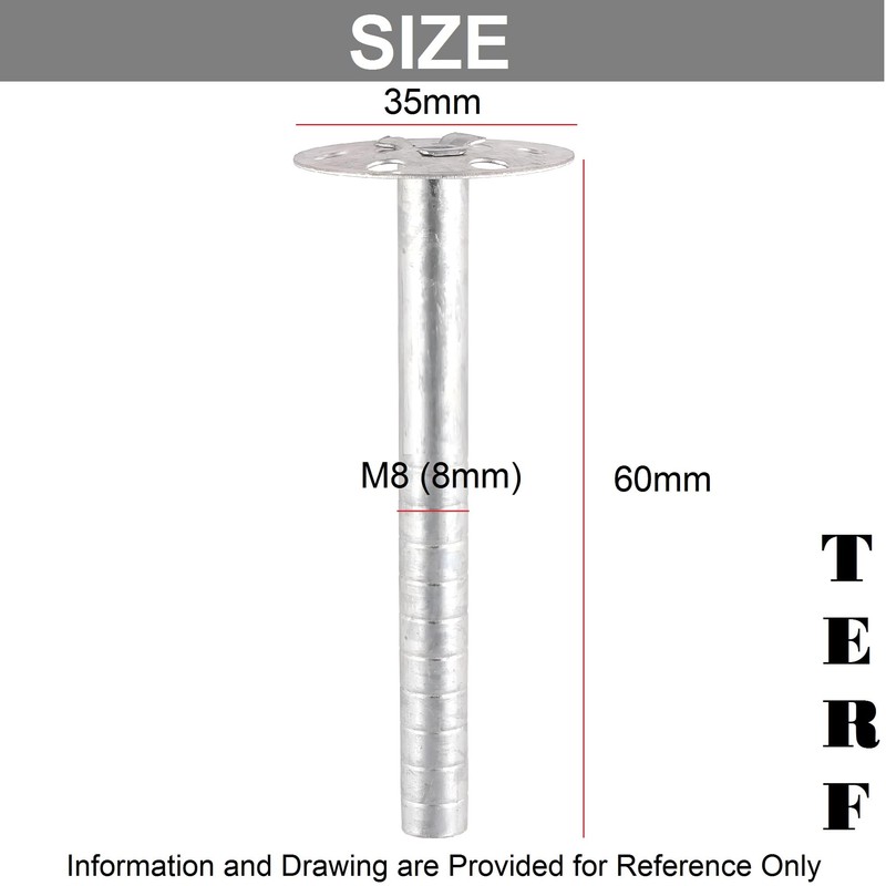 TERF® M8 X 60mm Metal Insulation Fixing Anchor M8 (8mm)