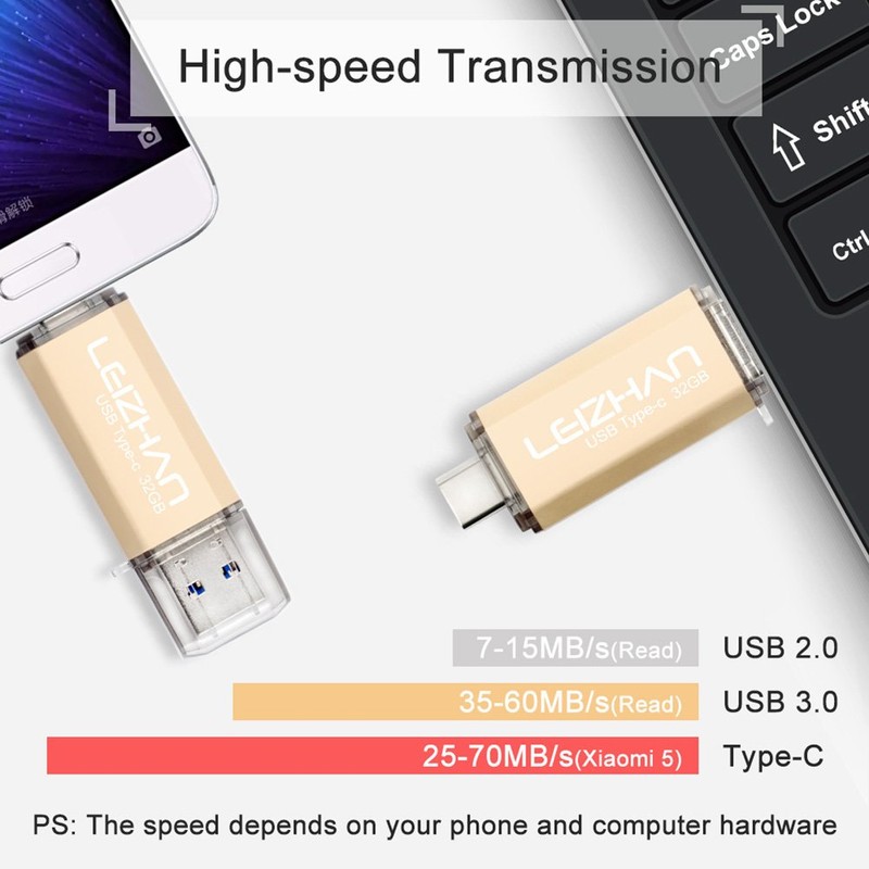 LEIZHAN USB Stick 32GB Type C Memory Stick OTG Speicherstick