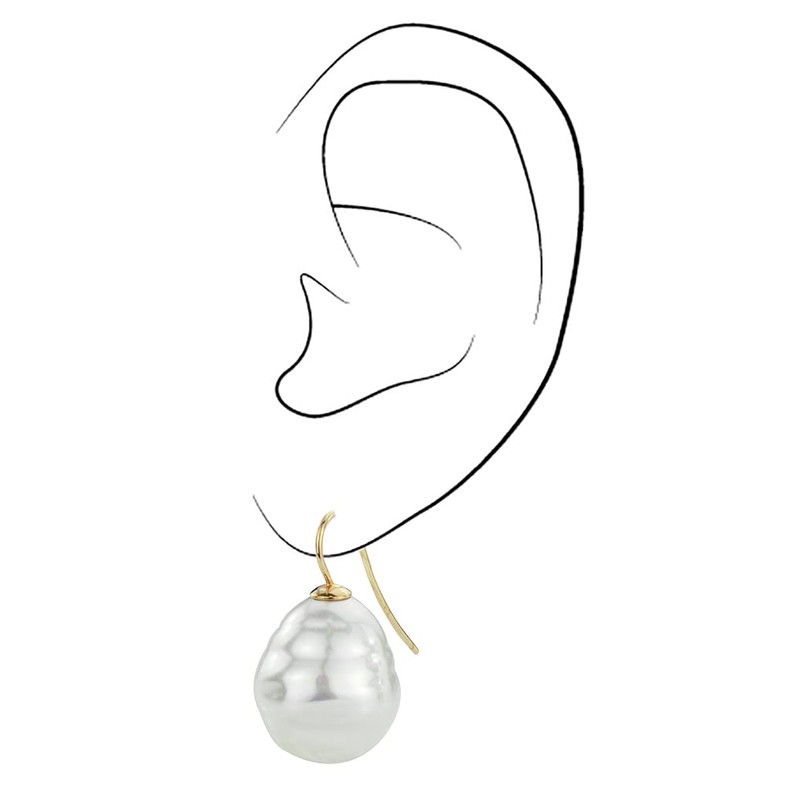 Traveller Earrings – Baroque Pearl White, Titanium, Pearl