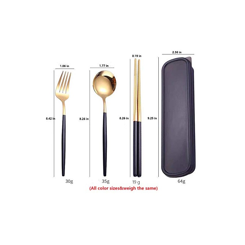 HonHeam 4 Pcs Portable Stainless Steel Tableware Set, Dishwasher Safe