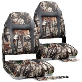 Unbranded 2-Pack Boat Seats High Back Folding Fishing Boat Seat Chair Sponge Padding - Camouflage leather patchwork