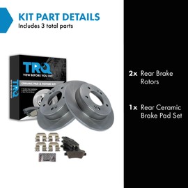 TRQ Rear Brake Pad & Rotor Kit Ceramic Compatible with 2017-2020 Hyundai Elantra GT 2016-2017 Veloster 2017-2018 Kia Forte Forte5 2017-2019 Soul
