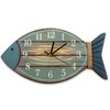 Cunno Silent Beach Wall Clock Wooden Non-Ticking Coastal Sea Fish