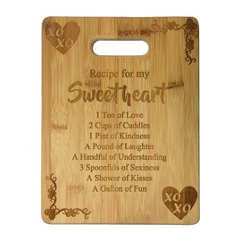 Recipe for my Sweetheart Cute Funny Laser Engraved Bamboo Cutting Board - Wedding, Housewarming, Anniversary, Birthday, Mother's Day, Valentine's Day Gift