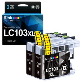E-Z Ink Pro LC103BK Compatible Ink Cartridge Replacement for Brother LC103 XL LC103BK XL LC101 Ink Cartridges Compatible with MFC-J870DW MFC-J475DW MFC-J6920DW MFC-J470DW (LC103XL, 2 Black)