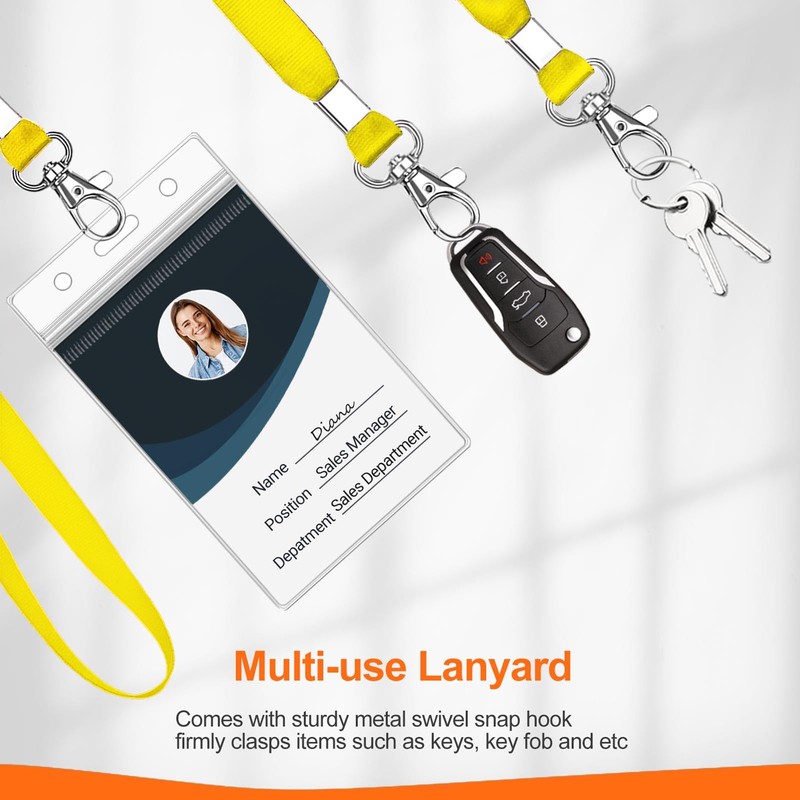 WILLIZTER Clear ID Badge Holder with Lanyard Water Proof Vertical