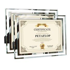 PETAFLOP 8.5x11 Picture Frames Glass 8.5 x 11 Frame Tabletop Display, 2 Pack clear