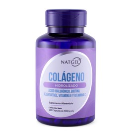 NATGEL - Colágeno Hidrolizado, Biotina, Ácido Hialurónico, Resveratrol, Vitamina E y Vitamina C | 120 cápsulas de 590mg c/u | Suplemento de Belleza y Salud