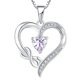 Starchenie Infinity Heart Necklace 925 Sterling Silver Love Heart Pendant Birthstones Jewelry for Women