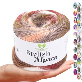 Stylish Alpaca Yarn - Soft Alpaca Wool Knitting Yarn - 150 g (525 m) Fine DK Wool for Knitting & Crocheting - Ideal for Sweaters, Scarves, Cloth, Baby Clothing - Premium Multicolour Gradient 7702