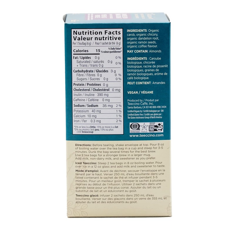 Teeccino Dandelion Tea – Dark Roast – Rich & Roasted