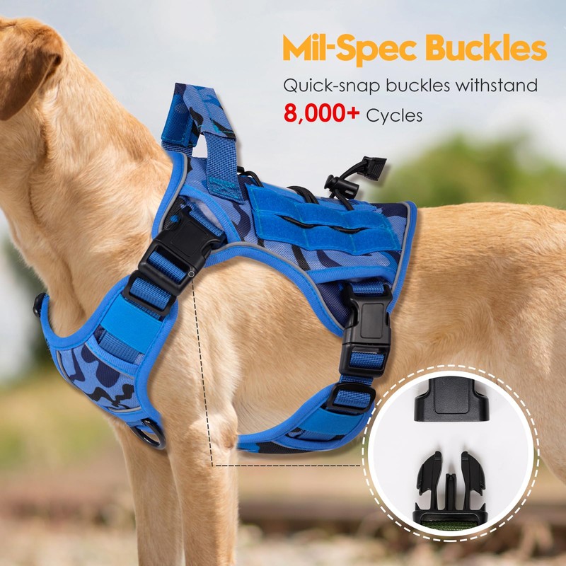 Heavy-Duty Tactical Dog Harness for Large Dogs, No Pull Adjustable