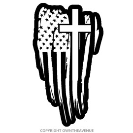 OwnTheAvenue American Flag Cross sticker decal - Christian Jesus 5" Model:Crossfla