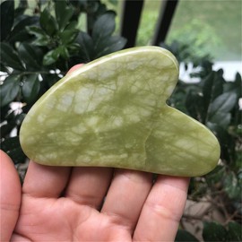 Ladeukoi Green Jade Crystal Stone Gua Sha Massage Tool for Body Skin Face, Crystal Scratching Board for Spa Acupuncture Therapy Trigger Point Treatment