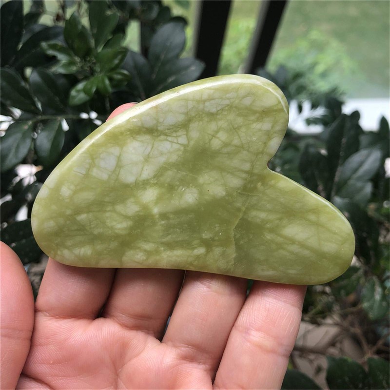 Ladeukoi Green Jade Crystal Stone Gua Sha Massage Tool for