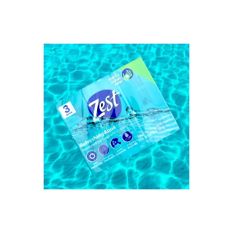 Zest Refreshing Aqua Bars Deodorant Bar Soap with Vitamin E,