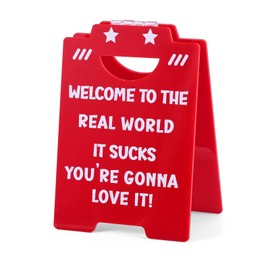 Funny Office Desk Decor Sign, 5.1in Humorous Cubicle Decor for Boss, Principal & Coworker, Acrylic Gag Gift with Sassy Quotes Office Team Gifts for Christmas Birthdays Celebrations (Red)