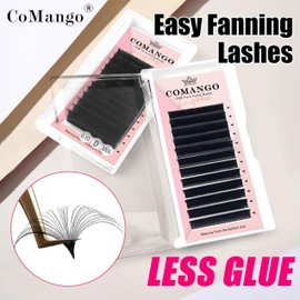 CoMango Volume Lash Extension 0.1mm DD Curl, Mixed 14-22mm Easy Fan Wispy Lashes Tray, Self Fanning Volume Lashes, Salon Use Eyelash Extensions