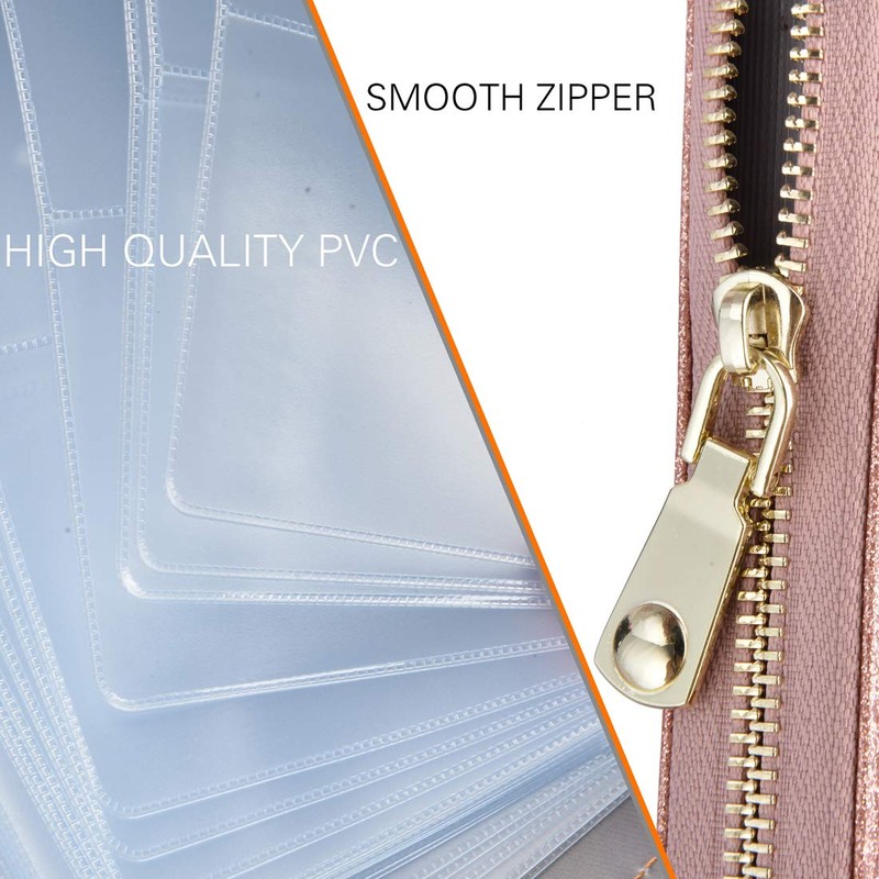 Easyoulife Credit Card Holder Wallet Womens Zipper Leather Case Purse