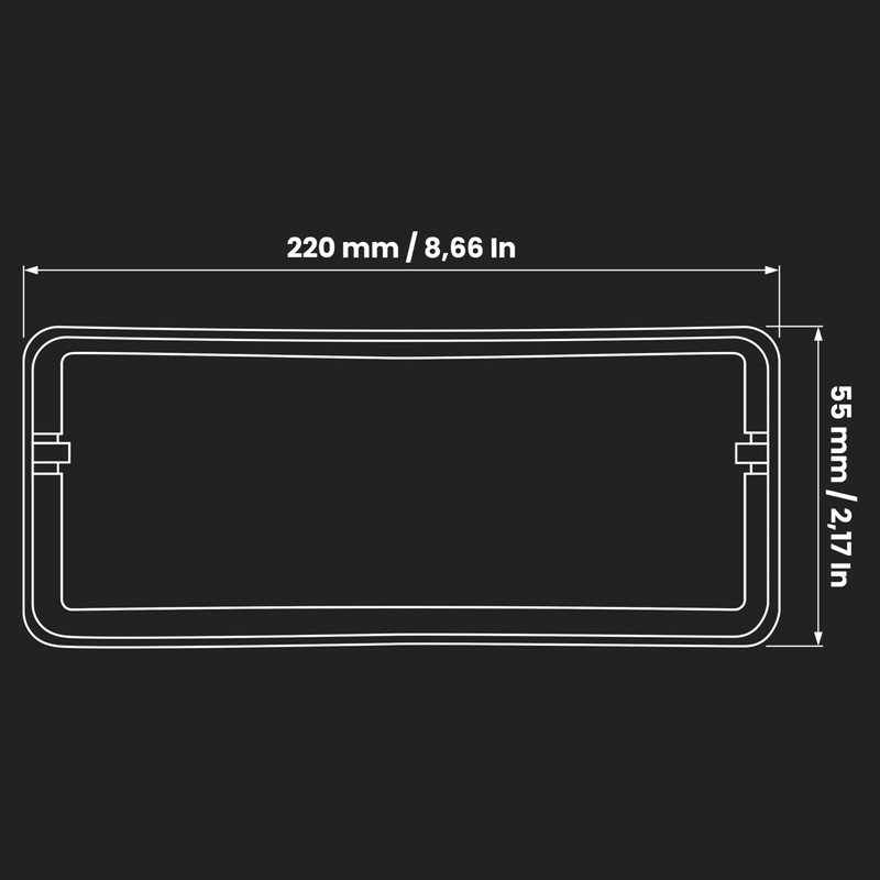 220 x 55 mm / 22 x 5.5 cm Rectangular