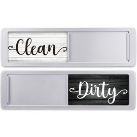Dishwasher Magnet Clean Dirty Sign - Magnetic Signs That Say Clean/Dirty - Optional Sticker Adhesive for Non-Metal Stainless Steel Dish Washers - Dark Farmhouse