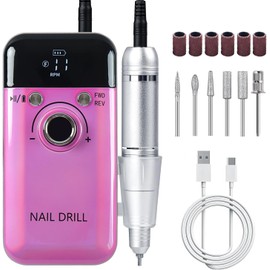 Pulidor de Uñas Profesional 45000 RPM,Taladro para Uñas Eléctrico de 3600 mAh,Potente Drill para Uñas,Con 6 Brocas para Metal, 6 Cabezales de Pulido, 5 Brocas y 1 Cepillo Nail Drill para Uñas(Dazzle)