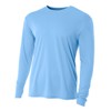 A4 Mens Cooling Performance Long Sleeve Crew, 2XL, Lt Blue
