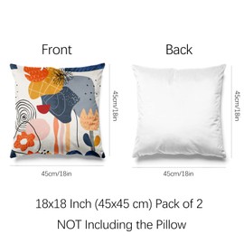 Berkin Arts Decorative Square Throw Pillow Covers Farmhouse Cushion Cases Designed of Boho, Made of Polyester Blend. Pack of 2, 18x18 Inch. White Colorful Abstract Watercolor for Office