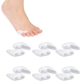 Pinky Toe Separators, 6 Pairs Gel Toe Protectors for Overlapping Toes, Ruffled Pinky Toes, Small Toe Separators for Friction, Blister Removable Medium Baffle