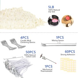 SAEUYVB Candle Making Kit Supplies, Natural Candle Wax for Candle Making - Soy Wax DIY Candle Making for Adults, Including 5lbs Soy Wax Flakes, Pouring Pot, Start Candle Kit for Adults, Beginners
