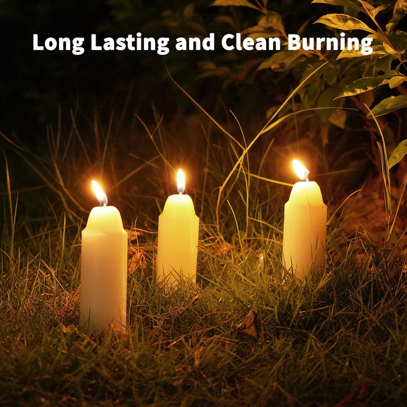 12-Hour White Candles Compatible with Candle Lanterns, Long-Burning Candles for