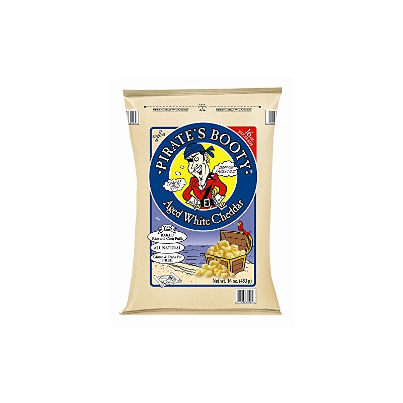 Pirate's Booty, Aged White Cheddar, 16 Ounce (453g) Resealable Bag