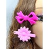 Tara Girls Self Hinge Multi Design Plastic Bow Hair Barrettes