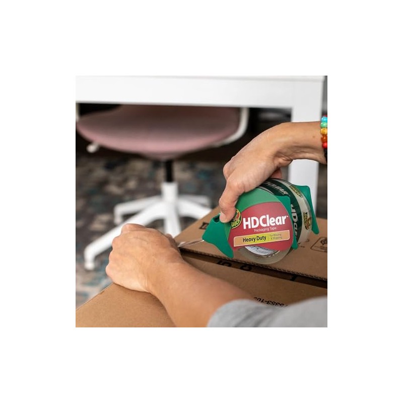 Duck Brand HD Cinta transparente de alto desempeño para embalaje,