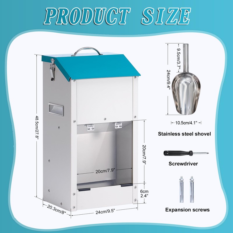 HHNIULI Galvanized Gravity Automatic Dog Feeder with A Stainless Steel