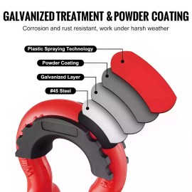 Aaiwa 2PCS 3/4" Strength Shackle D-Ring Set For Tow Strap Winch Offroad SUV Jeep Truck