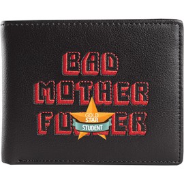 jimmyxqw Embroidered Bad Mother Leather Wallet, red, Fashion