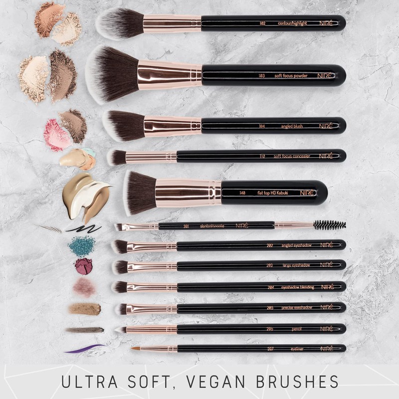 Niré Beauty 15piece Award Winning Professional Makeup Brush Set: Vegan