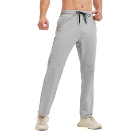 Idtswch 36 Inseam Mens Tall Sweatpants Open Bottom Joggers Casual Loose Fit Athletic Yoga Pants with Pockets Light Gray