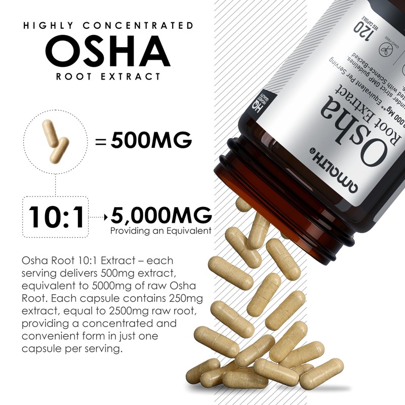 AMALTH OSHA Root 20:1 Extract, 1000mg 120 Vegan Capsules, Concentrated