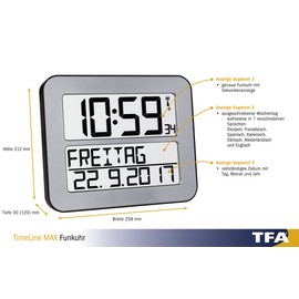 TFA Dostmann 60.4512.01 TimeLine Max Radio-controlled Clock
