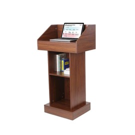 BGEDL Wood Podium, Floor Standing Podium Speaking Lectern Stand, Portable Podium Stand Reception Desk with Storage, Wooden Podium Pulpit for Churches Classroom Office