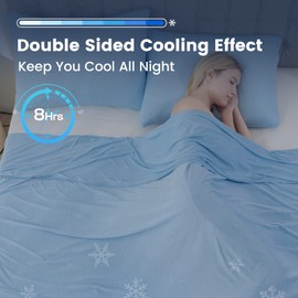 Syalife Cooling Blanket for Hot Sleepers, Summer Blanket with Japanese Q-Max>0.5 Arc-Chill Cooling Fiber, Double Sided Ultra-Cool Lightweight Blanket (Blue, 50"x 70")