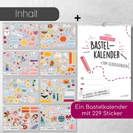 Craft Calendar Pink Undated to Design Yourself with 229 Season Stickers I DIN A4 I without Year I Photo Calendar Birthday Calendar I dv_1325